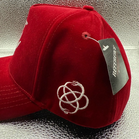 Reference Paradise LA Red Velour Hat with Diamond logo and Embroidered Designs main image 8